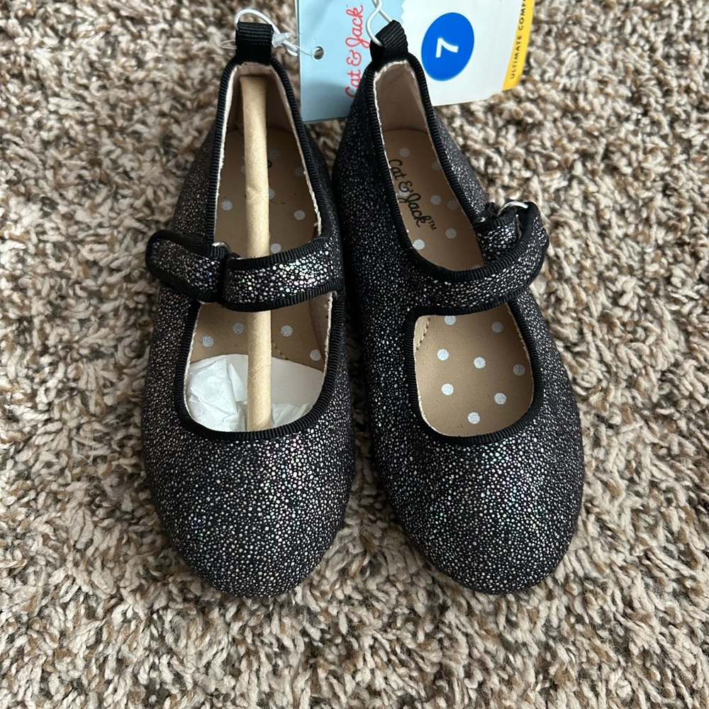 Cat & Jack Sparkly Black Dress Shoes